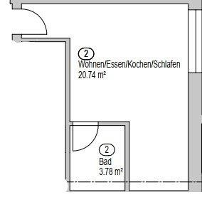 Etagenwohnung Singen (Hohentwiel) - 1.5 Zimmer, 27 m&sup2;, 420&euro; | Angebot:26703750