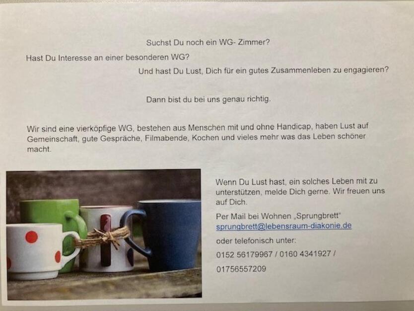WG Zimmer in inklusiver WG