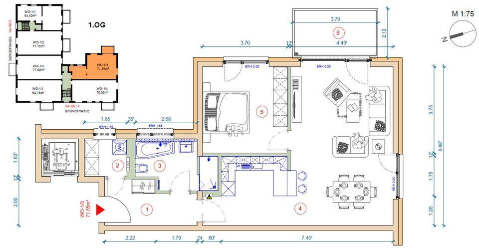 Etagenwohnung Pasewalk - 2 Zimmer, 75 m&sup2;, 975&euro; | Angebot:25755800