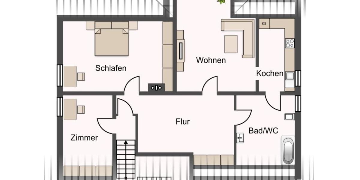 Helle 3,5-Zimmer Dachgeschosswohnung in Ried mit Balkon zimmer