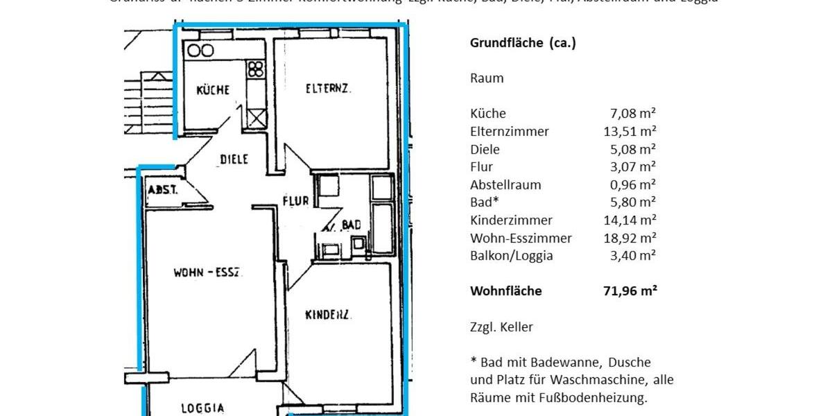 Etagenwohnung Neukloster - 3 Zimmer, 72 m&sup2;, 649&euro; | Angebot:25641407