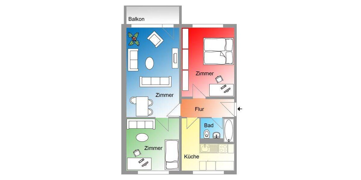Etagenwohnung Stralsund Knieper - 3 Zimmer, 66 m&sup2;, 430&euro; | Angebot:26766711