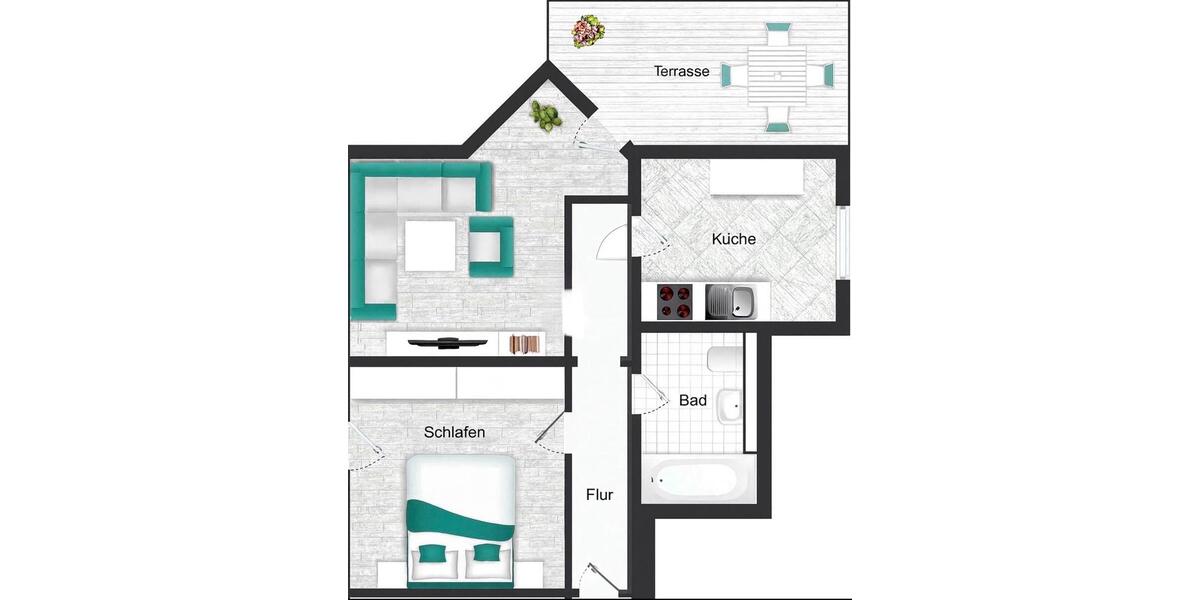 2er-WG-Wohnung mit Terrasse – Warm: 690€ pro Zimmer 1 zimmer