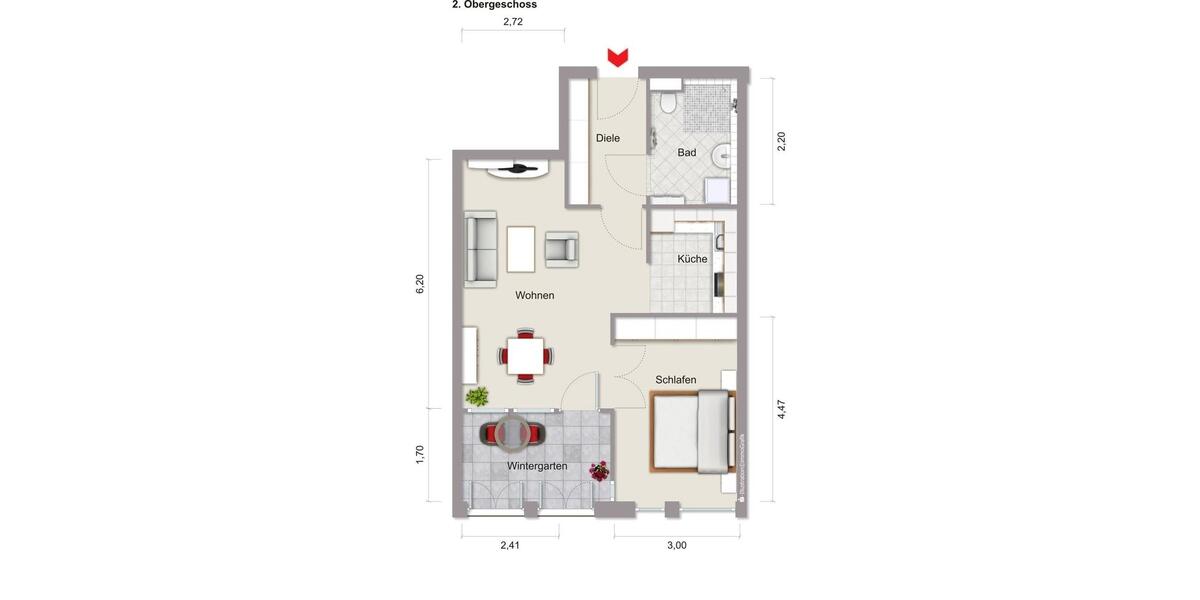 Etagenwohnung Darmstadt - 2 Zimmer, 62 m&sup2;, 980&euro; | Angebot:21527613