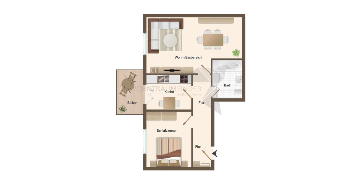Erdgeschoßwohnung Burkhardtsdorf - 2 Zimmer, 52 m&sup2;, 311&euro; | Angebot:21464267