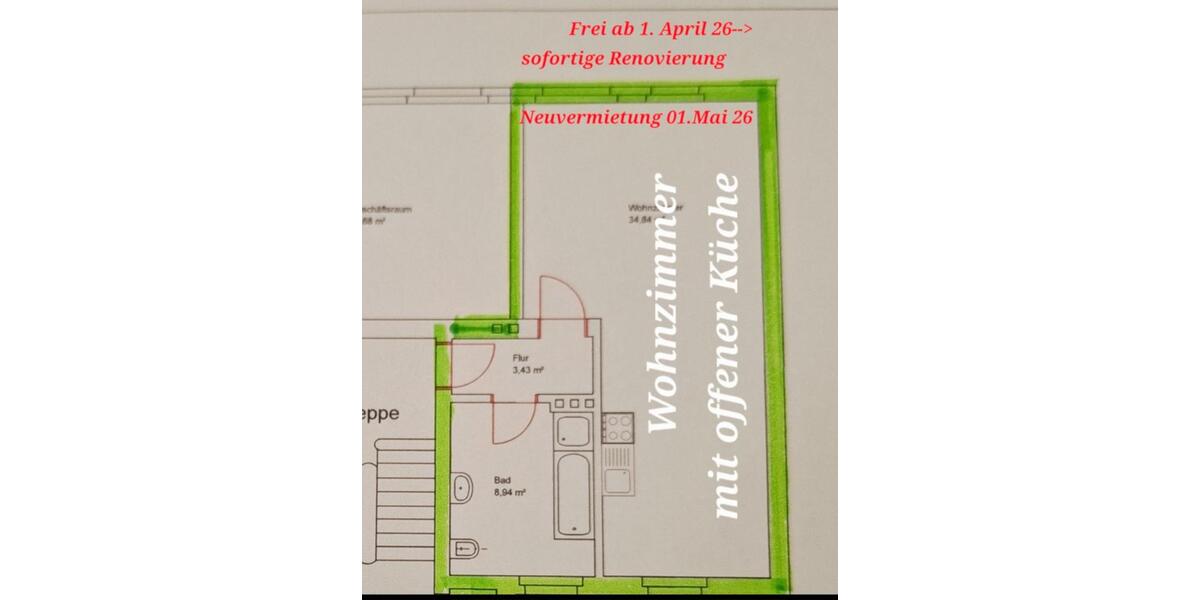 Hochparterre Weißwasser (Oberlausitz) - 1 Zimmer, 46 m&sup2;, 275&euro; | Angebot:25833883