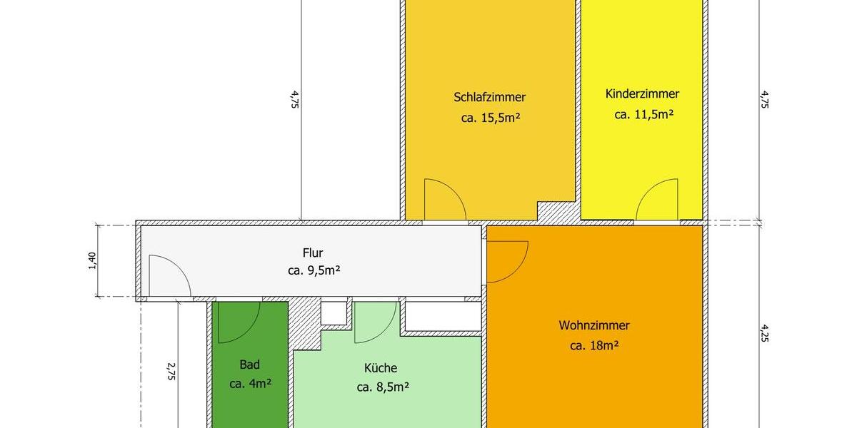 Etagenwohnung Eisleben (Lutherstadt) - 3 Zimmer, 68 m&sup2;, 450&euro; | Angebot:23871948