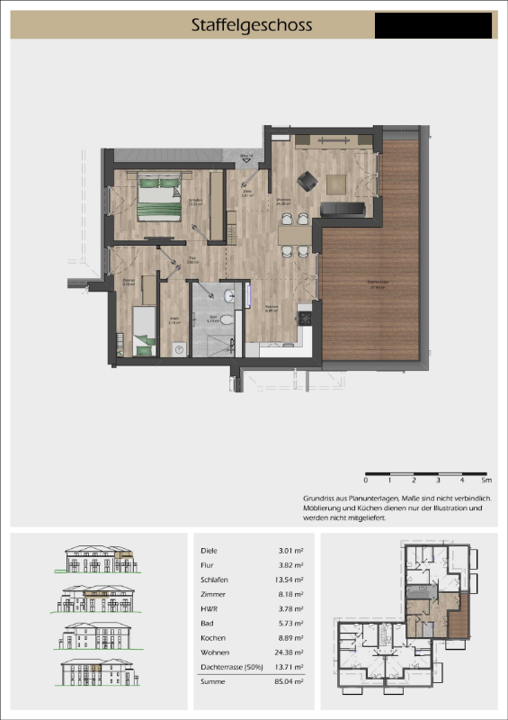 Staffelgeschoss mit großer Terrasse 3 zimmer