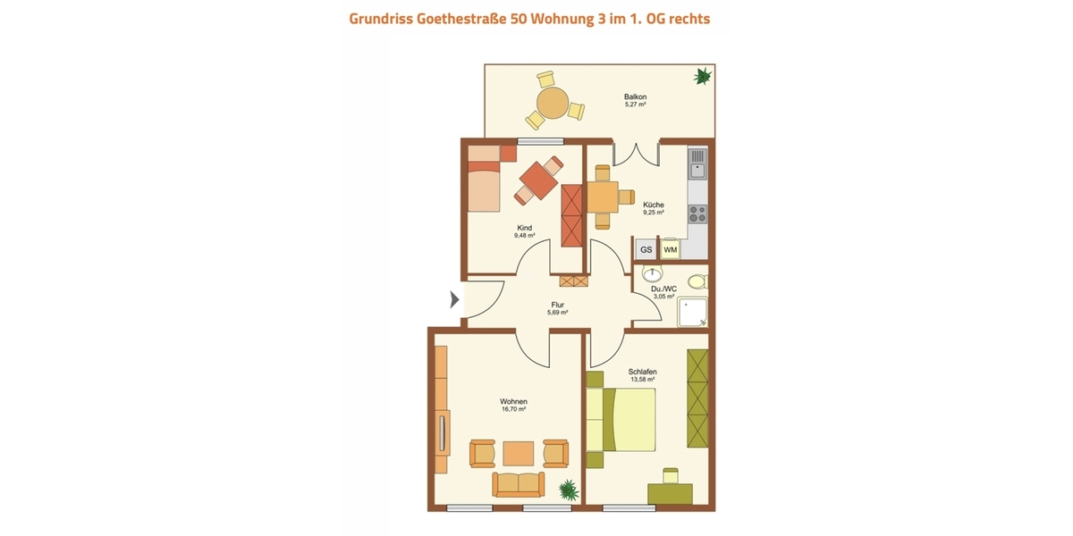 Perfekt für die kleine Familie: 3-Zimmer-Wohnung mit Balkon - Etagenwohnung Schwerin Feldstadt | Angebot:27191298