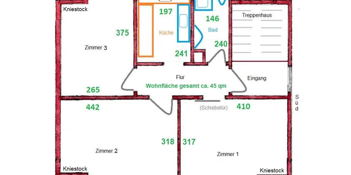 Etagenwohnung Albstadt - 3 Zimmer, 45 m&sup2;, 555&euro; | Angebot:26423412