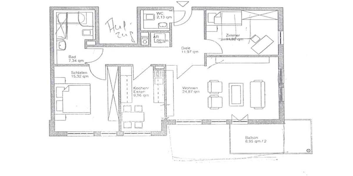 Erdgeschoßwohnung Würzburg Frauenland - 3 Zimmer, 89 m&sup2;, 1.350&euro; | Angebot:25990535
