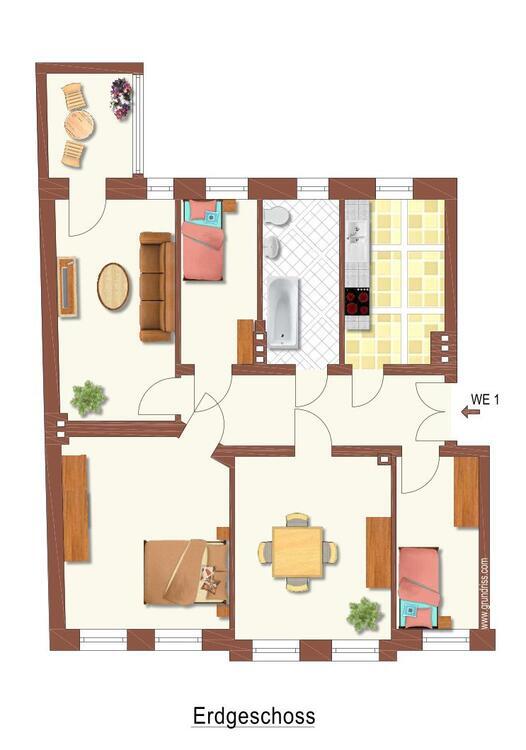5-Raum-Wohnung mit Balkon