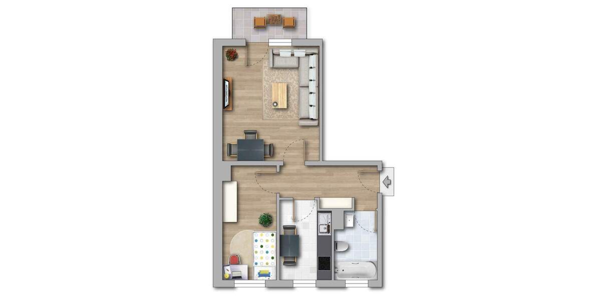 Etagenwohnung Merseburg Kötzschen - 2 Zimmer, 48 m&sup2;, 287&euro; | Angebot:25695020