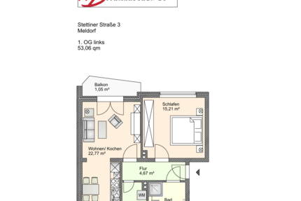 Wohnung Meldorf - 2 Zimmer, 53 m&sup2;, 535&euro; | Angebot:26846769