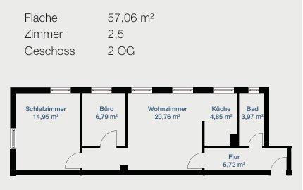 Etagenwohnung Arzberg - 3 Zimmer, 57 m&sup2;, 457&euro; | Angebot:25996043