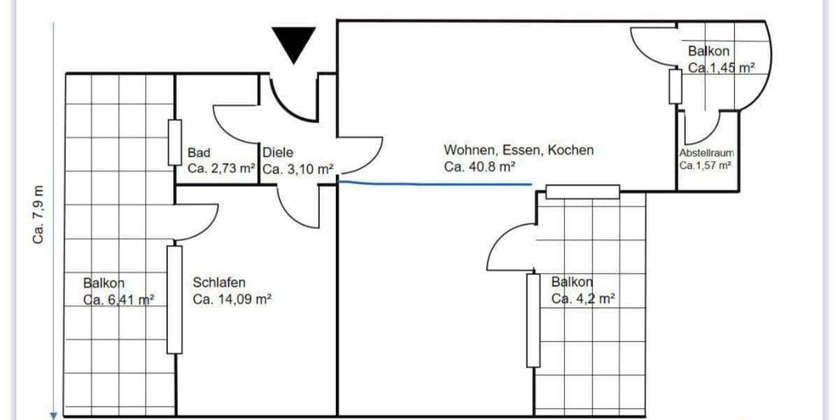 Etagenwohnung Waldshut-Tiengen Waldshut - 3 Zimmer, 72 m&sup2;, 900&euro; | Angebot:25214222