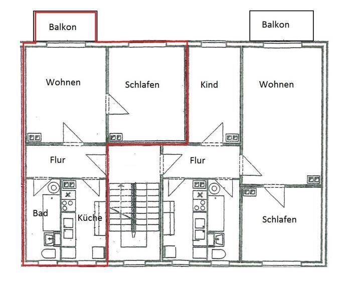 Etagenwohnung Hildburghausen Wallrabs - 2 Zimmer, 48 m&sup2;, 315&euro; | Angebot:24157795