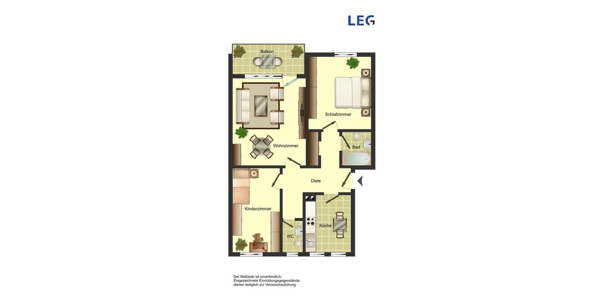 Erdgeschoßwohnung Bergkamen - 3 Zimmer, 67 m&sup2;, 499&euro; | Angebot:24979240