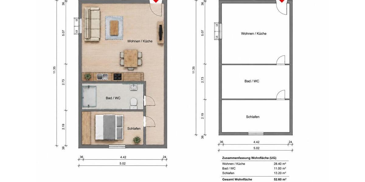 Etagenwohnung Lorch - 2 Zimmer, 50 m&sup2;, 940&euro; | Angebot:26526399