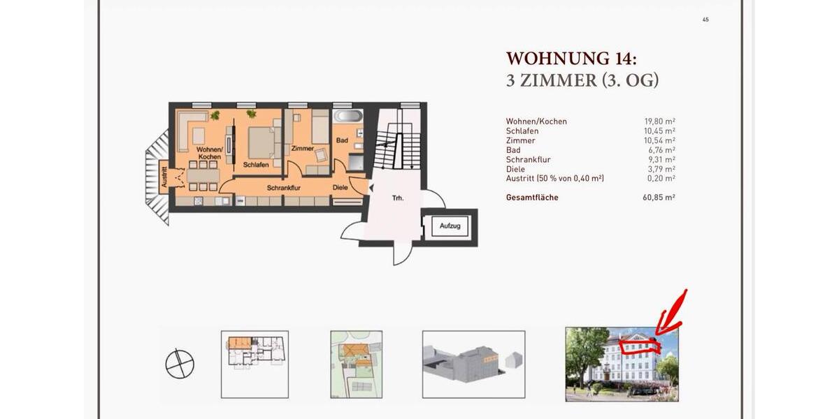Etagenwohnung Pirna - 3 Zimmer, 61 m&sup2;, 680&euro; | Angebot:26639586