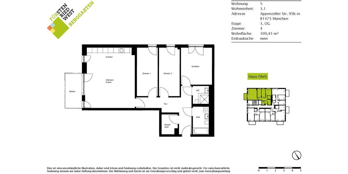 Etagenwohnung München Thalkirchen-Obersendling-Forstenried-Fürstenried-S - 4 Zimmer, 109 m&sup2;, 2.525&euro; | Angebot:23702343