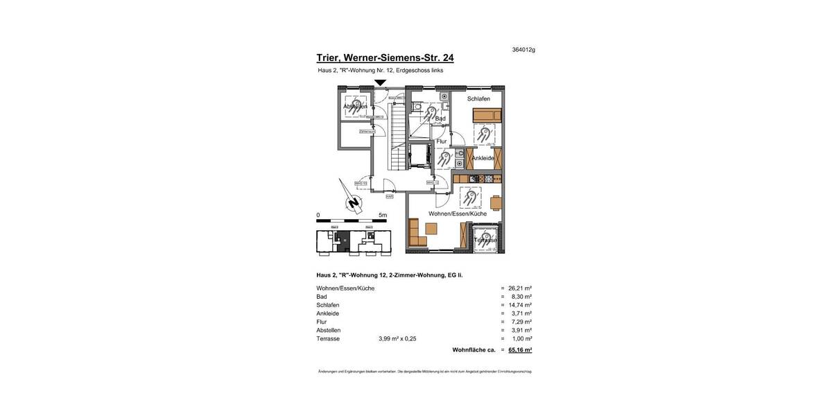 Etagenwohnung Trier Trier-West-Pallien - 2 Zimmer, 65 m&sup2;, 501&euro; | Angebot:26742005