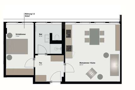 Wohnung zum Mieten in Aachen 733,70 € 50.6 m² 2 zimmer
