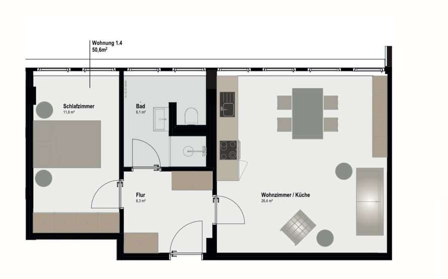Wohnung zum Mieten in Aachen 733,70 € 50.6 m² 2 zimmer