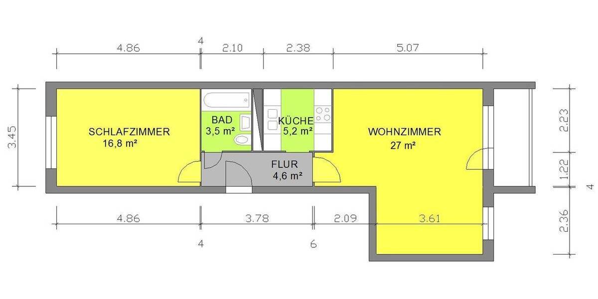 Etagenwohnung Eisenach Stregda - 2 Zimmer, 58 m&sup2;, 449&euro; | Angebot:26558018