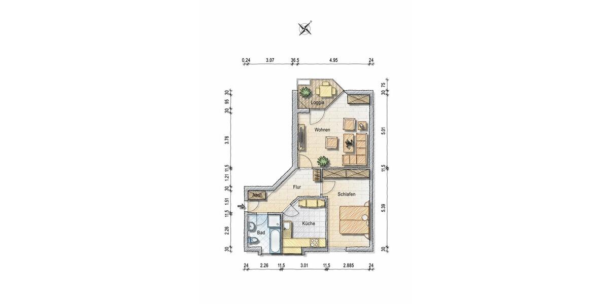 Etagenwohnung Rheinbach - 2 Zimmer, 63 m&sup2;, 675&euro; | Angebot:26535248