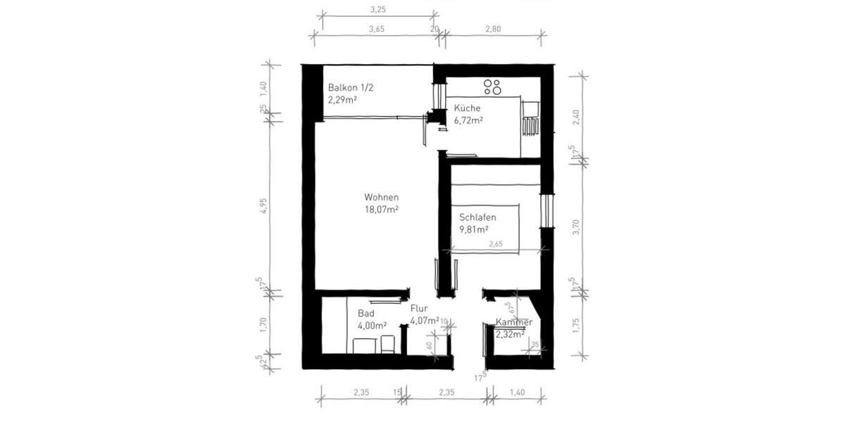 Etagenwohnung Regensburg Konradsiedlung - 2 Zimmer, 48 m&sup2;, 550&euro; | Angebot:25217517