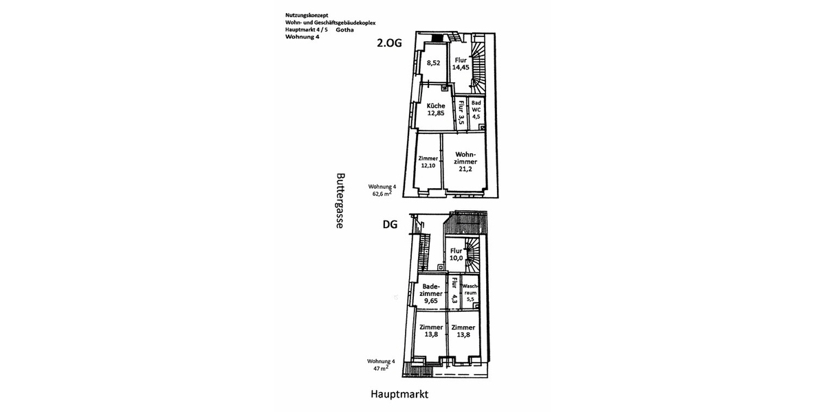 Wohntraum auf zwei Etagen in der Innenstadt - Etagenwohnung Gotha Gotha, Innenstadt | Angebot:25385833