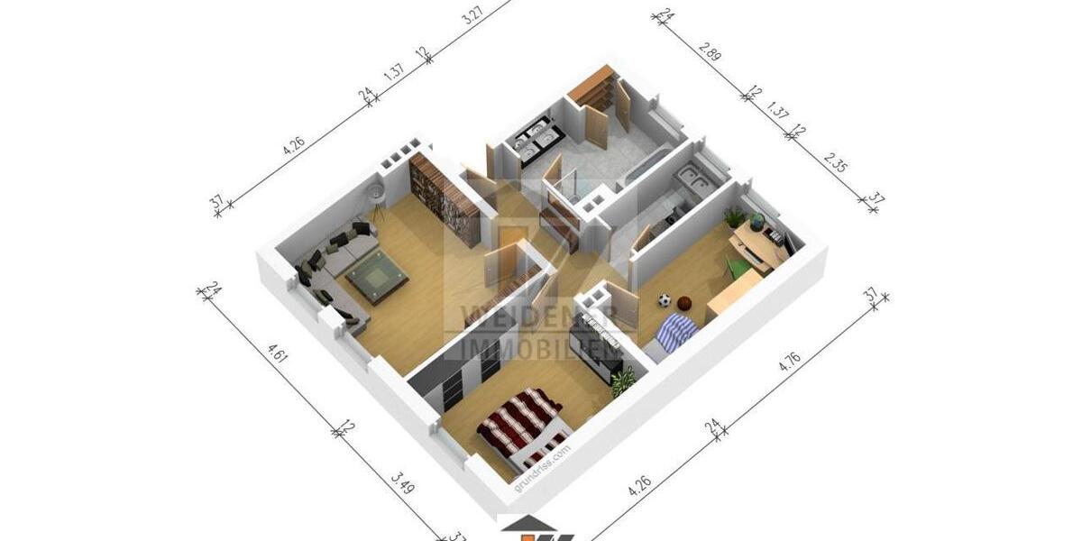 Erdgeschoßwohnung Gera Alt-Taubenpreskeln - 3 Zimmer, 67 m&sup2;, 435&euro; | Angebot:25722365