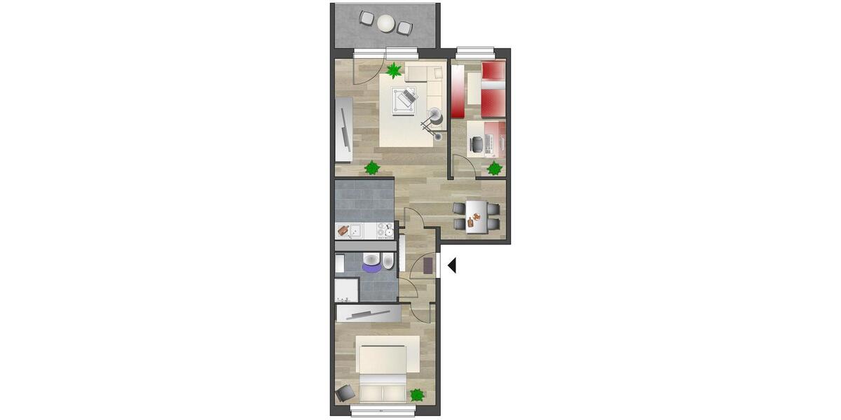 Erdgeschoßwohnung Chemnitz Helbersdorf - 3 Zimmer, 57 m&sup2;, 361&euro; | Angebot:26701492