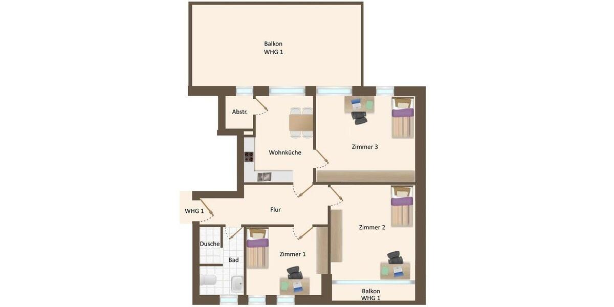 Etagenwohnung Vechta - 1 Zimmer, 12 m&sup2;, 270&euro; | Angebot:26545482