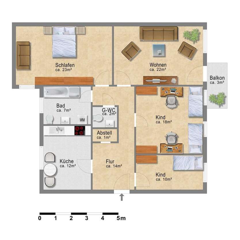ruhige 4 Zimmer-Wohnung im Hinterhaus ***frisch renoviert*** mit Balkon
