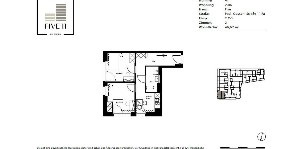 Etagenwohnung Erlangen Am Anger - 2 Zimmer, 47 m&sup2;, 895&euro; | Angebot:24751437