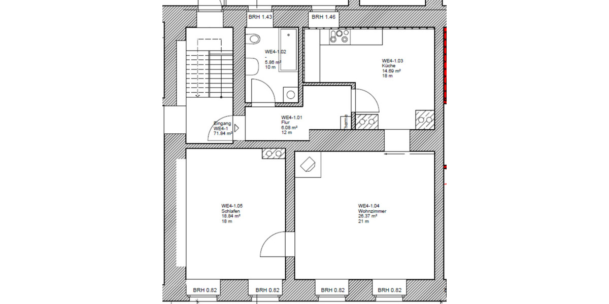 Bebertal ab 01.02.26 Helle 2 Zimmer Wohnung mit Kaminofen, Küche 2 zimmer