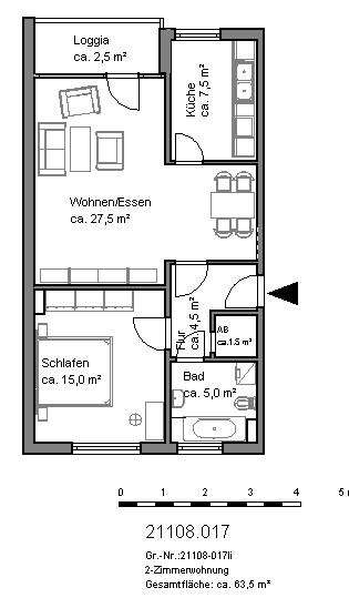 Etagenwohnung Hannover Bothfeld-Vahrenheide - 2 Zimmer, 64 m&sup2;, 516&euro; | Angebot:24689280