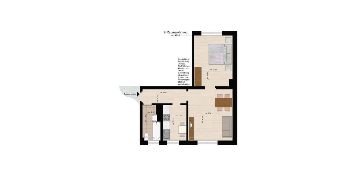 Etagenwohnung Dessau-Roßlau Innenstadt - 2 Zimmer, 48 m&sup2;, 388&euro; | Angebot:26377284