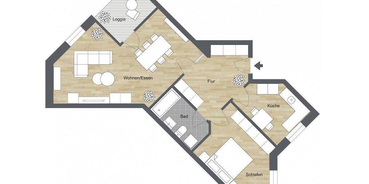 Etagenwohnung Bielefeld Innenstadt - 2 Zimmer, 67 m&sup2;, 695&euro; | Angebot:26306265