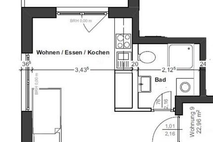 Wohnung Linden - 1 Zimmer, 23 m&sup2;, 460&euro; | Angebot:24980083