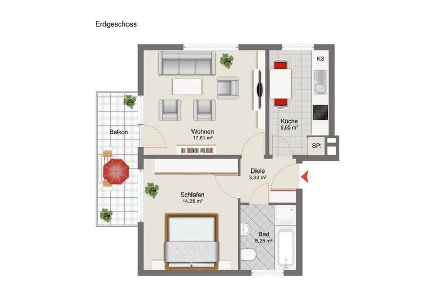 51m² - Wohnung - renoviertsaniert inkl. Stellplatz + Küche