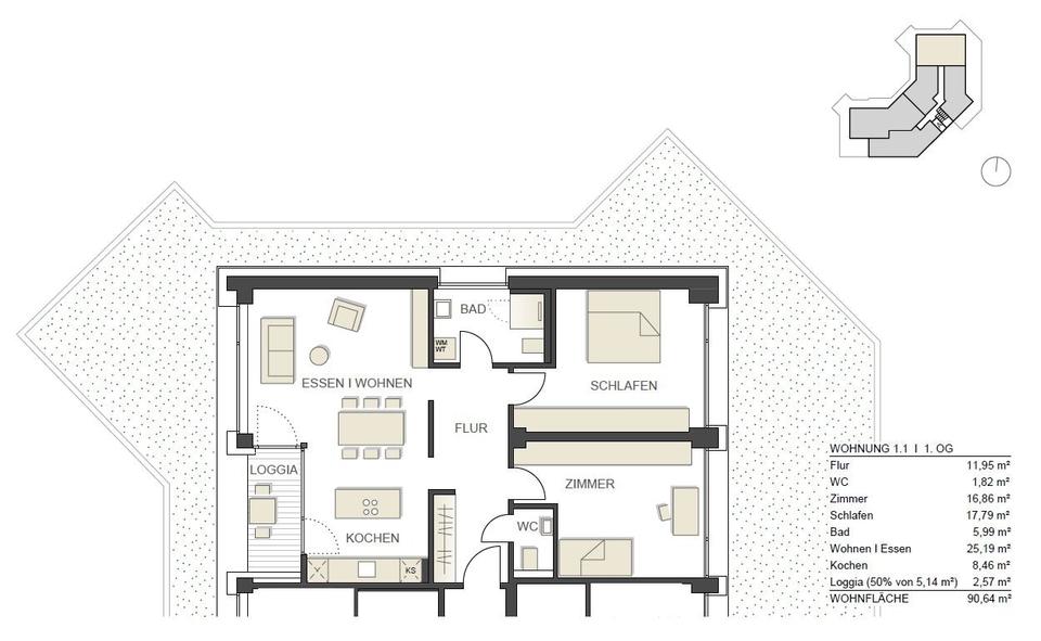 Etagenwohnung Murg - 2.5 Zimmer, 91 m&sup2;, 1.140&euro; | Angebot:26130826