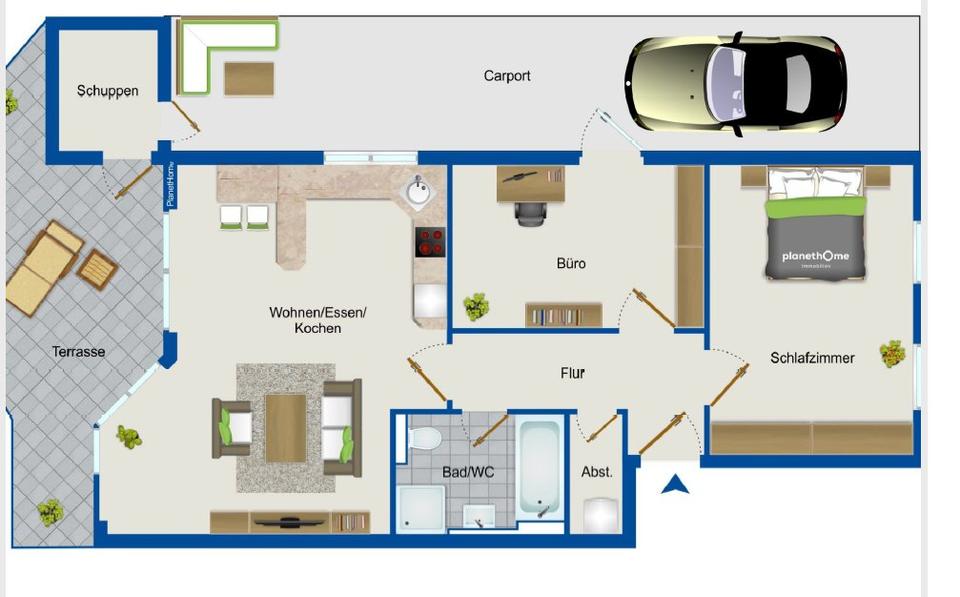 Erdgeschoßwohnung Lüneburg Ebensberg - 3 Zimmer, 65 m&sup2;, 1.150&euro; | Angebot:26048312