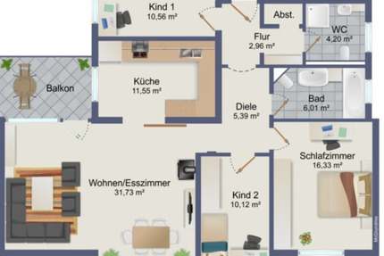 Moderne 4-Zimmer Wohnung in Kitzingen mit zwei Bädern 4 zimmer