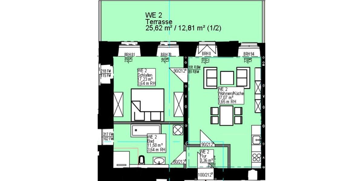 Erdgeschoßwohnung Teutschenthal - 2 Zimmer, 65 m&sup2;, 702&euro; | Angebot:25720976