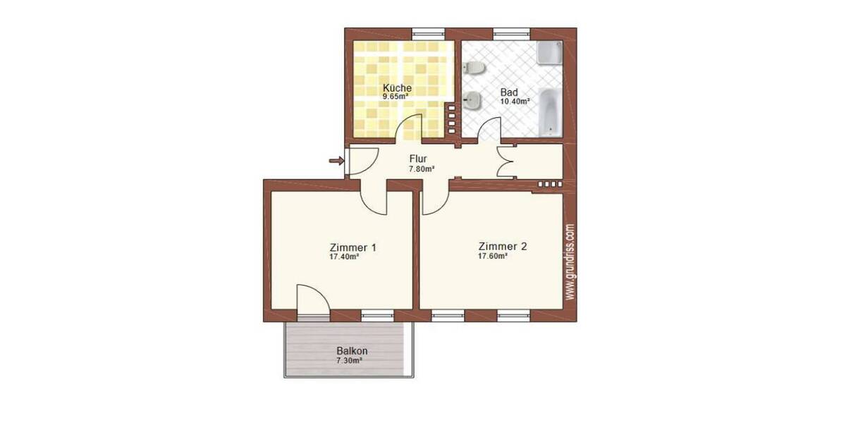 Etagenwohnung Brandenburg an der Havel Neustadt - 2 Zimmer, 66 m&sup2;, 650&euro; | Angebot:26740615