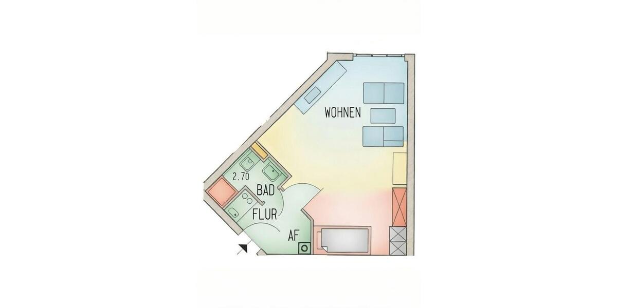 Etagenwohnung Bayreuth City - 1 Zimmer, 33 m&sup2;, 395&euro; | Angebot:26265597