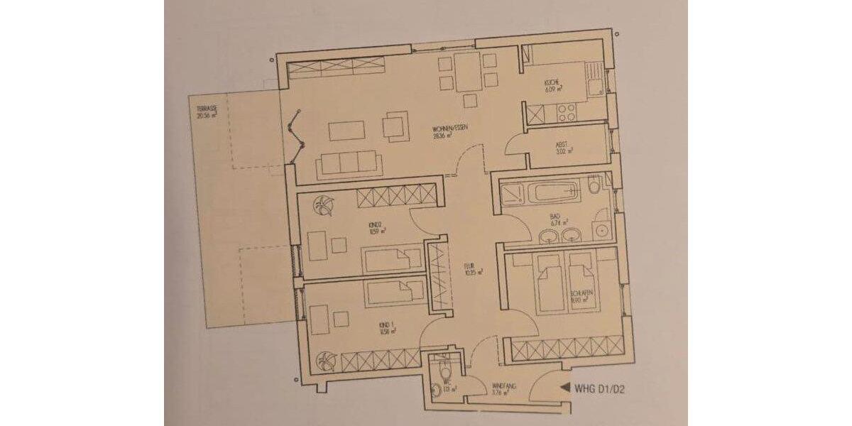 Erdgeschoßwohnung Pfalzgrafenweiler - 4 Zimmer, 101 m&sup2;, 1.200&euro; | Angebot:26003063